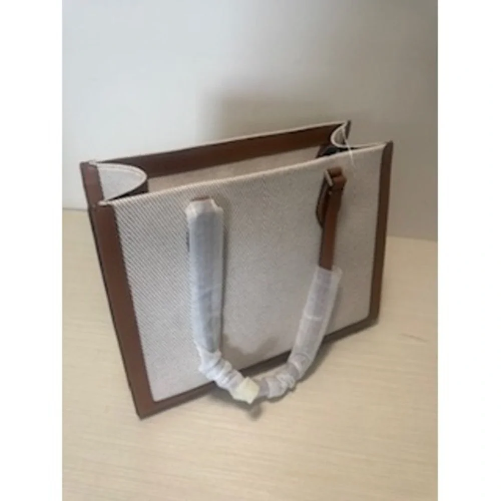 Kate Spade Ellie Large Tote Bag Canvas Brown Leather Shoulder Bag KF508 - Picture 6 of 9